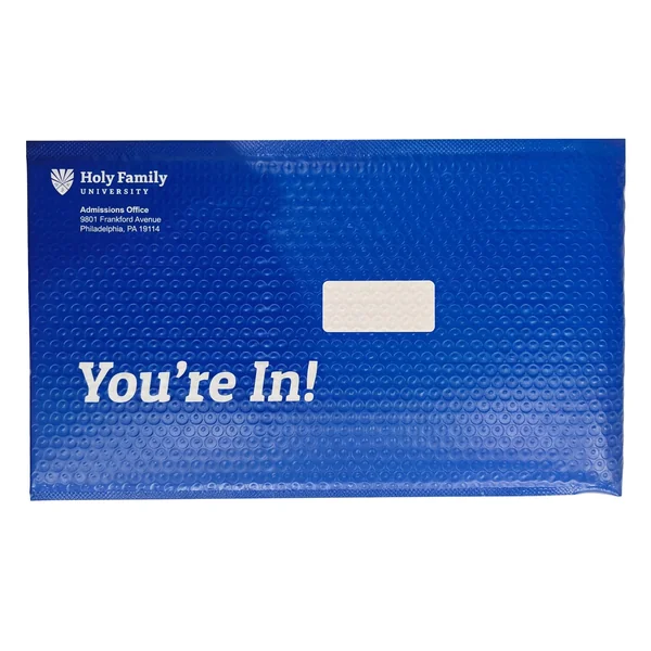 Holy Family University — You’re In — completed custom printed bubble mailers by Mailers HQ